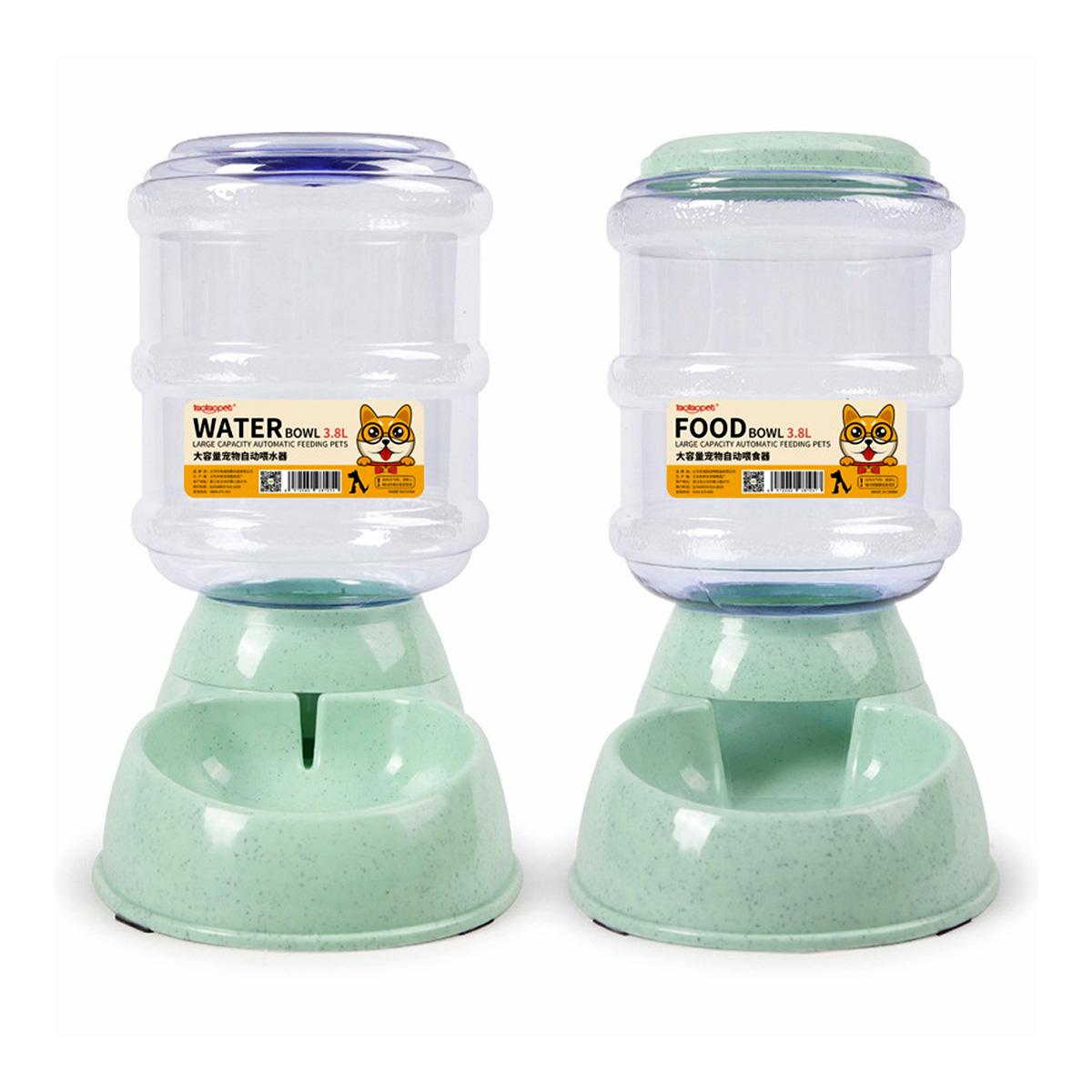 pet-feeder-food-and-water-dispenser-green