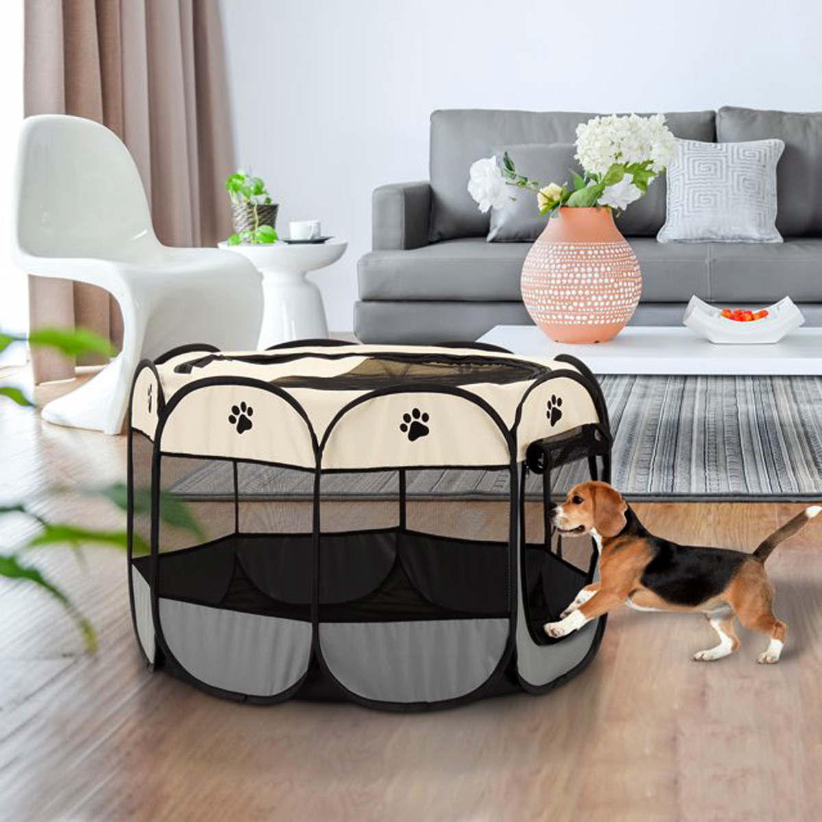 playpen-pet-kennel-foldable-tent-grey