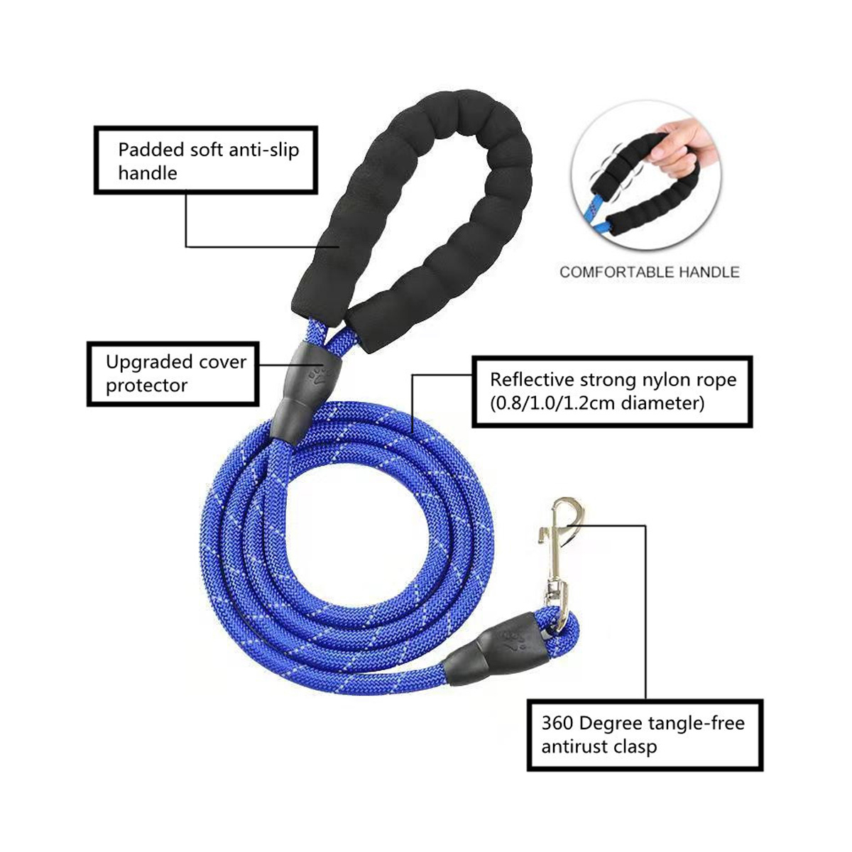 dog-leash-nylon-reflective-foam-handle
