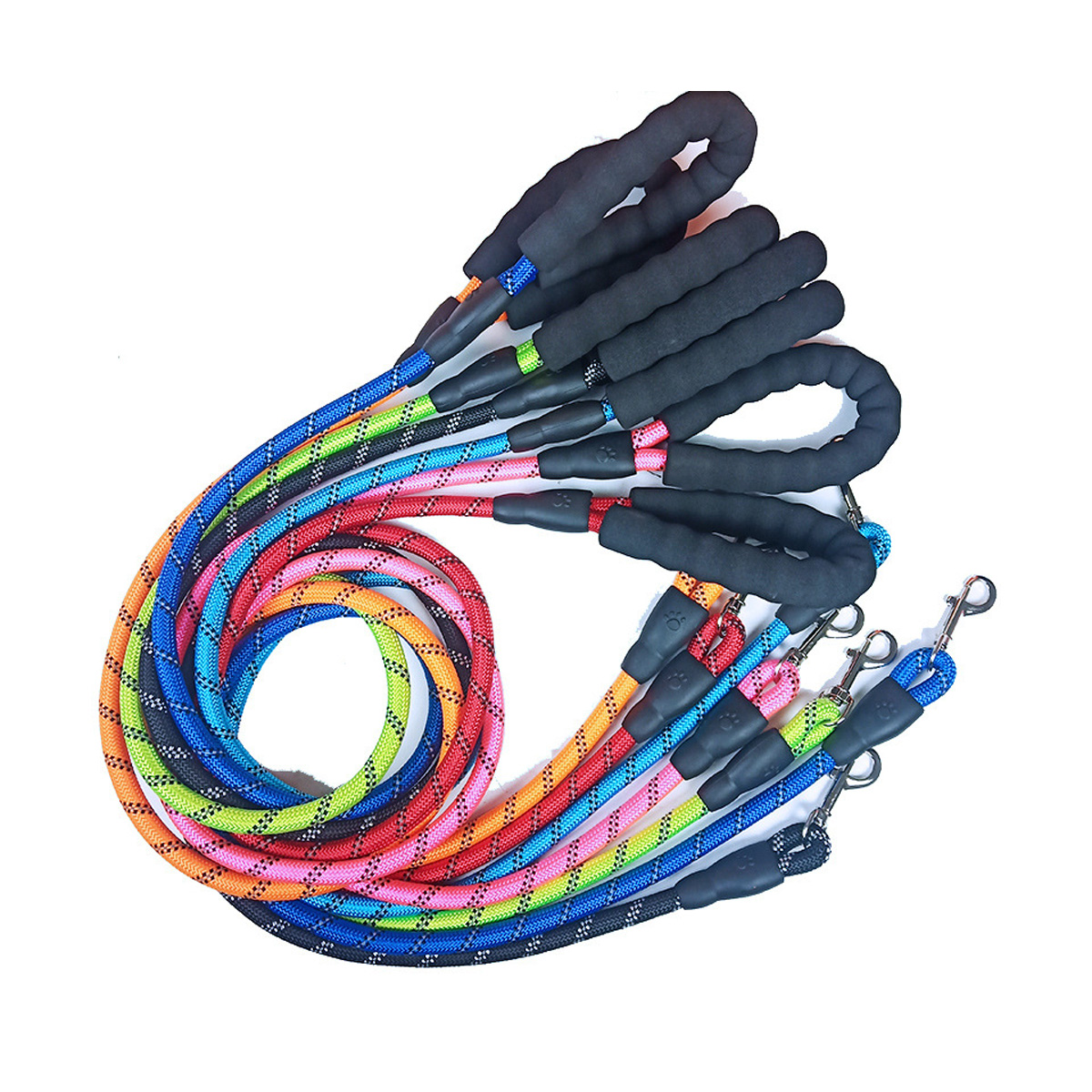 dog-leash-nylon-reflective-foam-handle