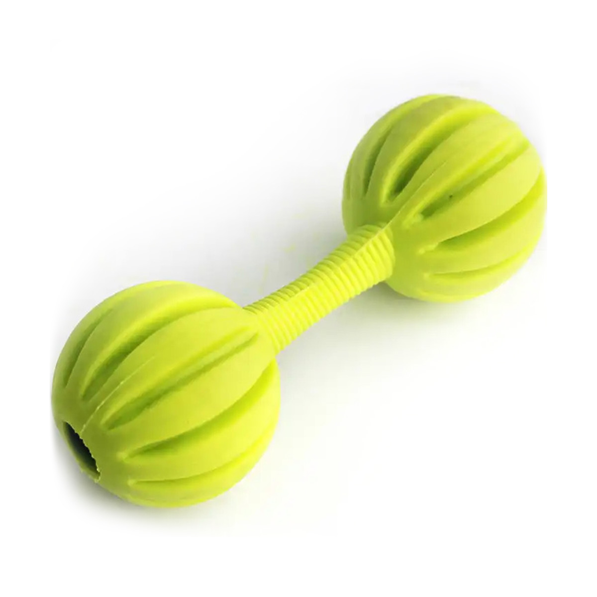 dog-teether-chewing-rubber-dumbbell-toy-green