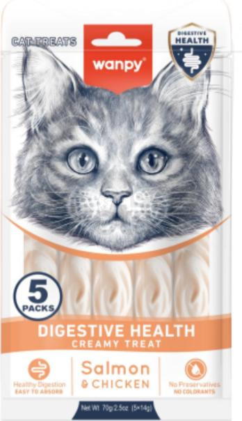 Wanpy Creamy Cat Treats Digestive Health - Salmon & Chicken - 70g